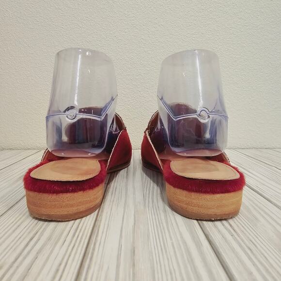 Mi.iM Mule Slide Shoes Burgundy Maroon Faux Calf Hair Pointed Toe- Women's 6.5 - Picture 4 of 6